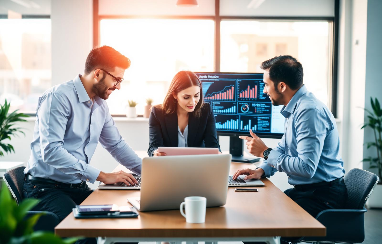 Marketing team analyzing data
